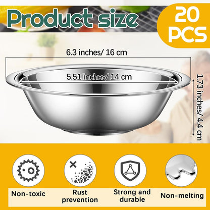 20 Pack Small Stainless Steel Mixing Bowls, 3/4 Quart Prep Bowl2