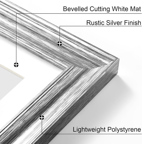8X10 Picture Frames Set of 2, Vintage Photo Frames, Rustic Silver4