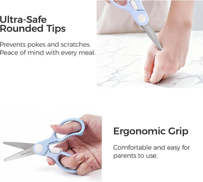 Premium Stainless Steel Portable Baby Food Safety Scissors, Detachable Feeding Shears for Toddlers Infant Kids Food Cutting Meats Noodles Vegetables with Protactive Cover5