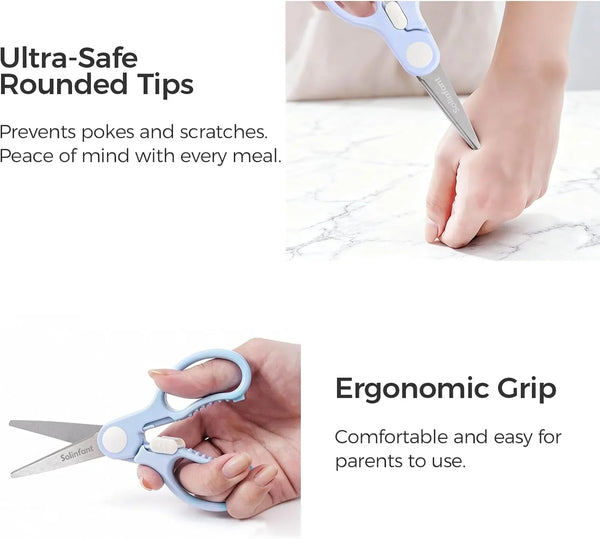 Premium Stainless Steel Portable Baby Food Safety Scissors, Detachable Feeding Shears for Toddlers Infant Kids Food Cutting Meats Noodles Vegetables with Protactive Cover5