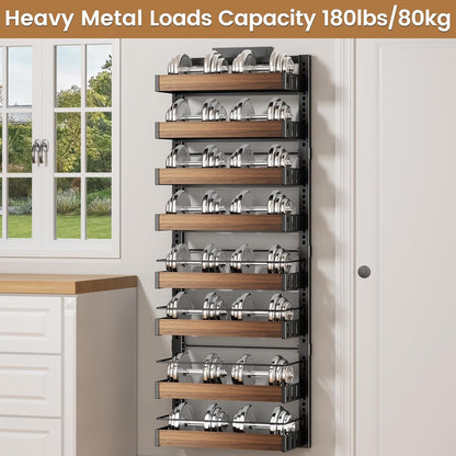 8 Tier over the Door Pantry Organizer, 2 in 1 Wall Mount or Hanging Spice Rack Seasoning Shelves with Adjustable Basket, Back of Door Organizer and Storage for Kitchen Cabinet and Room Closet8