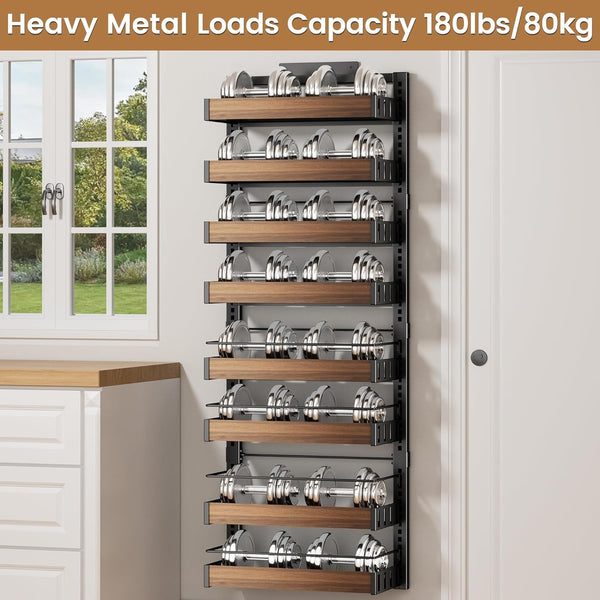 8 Tier over the Door Pantry Organizer, 2 in 1 Wall Mount or Hanging Spice Rack Seasoning Shelves with Adjustable Basket, Back of Door Organizer and Storage for Kitchen Cabinet and Room Closet8