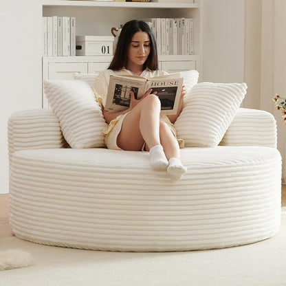 55''Oversized round Chaise Longue Chair Indoor, Boneless Chair round Couch1