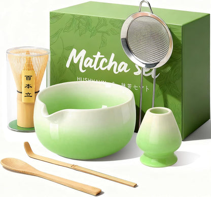 Matcha Whisk Set with Ceramic Bowl & Bamboo Chasen | Includes Whisk Holder, Scoop, Spoon, Sifter and Quick-Start Guide for Easy Matcha Preparation at Home1