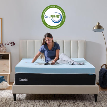 4 Inch Memory Foam Mattress Topper, Twin XL Size – Cooling Gel Bed Topper – Preassure-Relieving Ultra Plush Feel – Ventilated Breathable Design – Certipur Certified - Dorm Room Essentials5