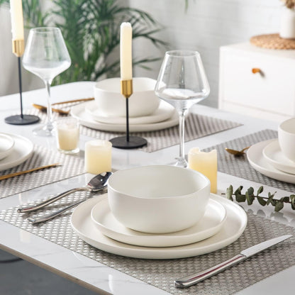 Stoneware Dinnerware Sets for 4,12Pcs Ceramic Plates and Bowls Sets5