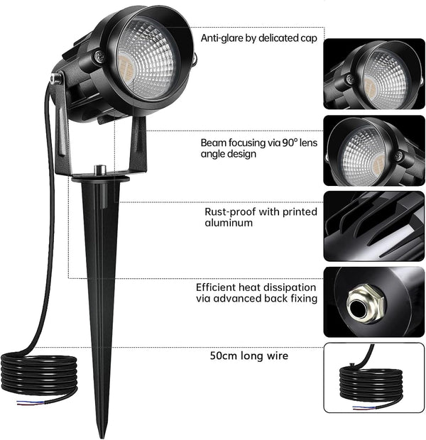 9W Low Voltage Landscape Lighting with Connectors RGB Color Changing LED Landscape Spotlight Remote Control Waterproof Spot Lights Garden Patio Spotlight Decorative for Outdoor 12V AC DC5