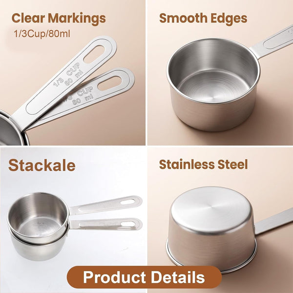 2 Pcs 1/3 Cup Scoop Stainless Steel Measuring Cups for Liquid3