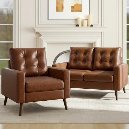 Mid Century Modern 53" Loveseat Sofa, Brown3