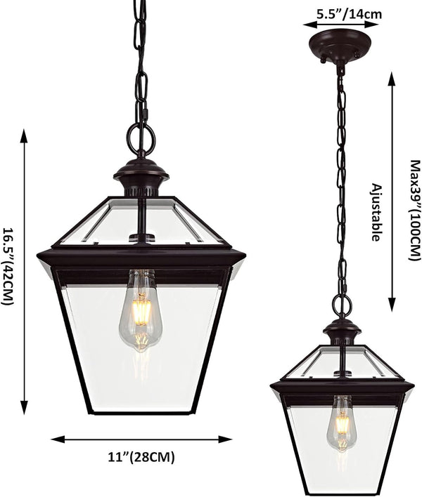 Copper Outdoor Pendant Light Fixtures, 16.5" H Large Lantern5