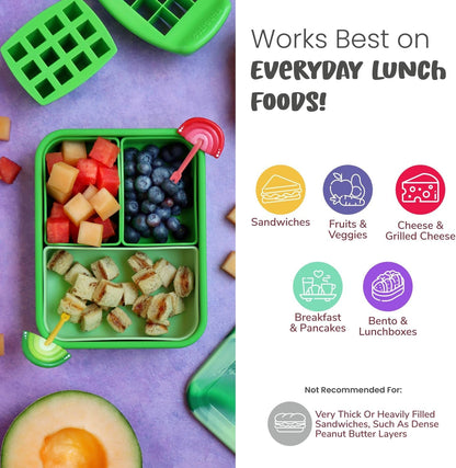 Sandwich Cutter for Kids Lunch, Crustless Bento 2-Pc Set, 1 Pack | Green Squares Food Cutter for Toddlers, Bite-Size Uncrustable Shapes, Bento Lunch Accessory, Bpa-Free, Dishwasher Safe5