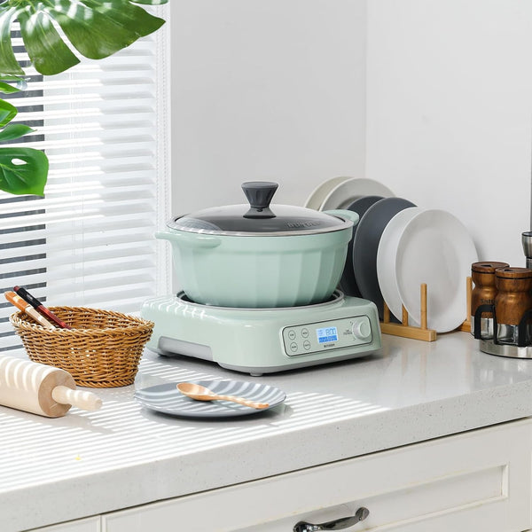 LP55 5-In-1 Slow Cooker, Compatible with Various Cookwares, Multi-Cooker with Two Temperature Settings, Auto Keep Warm for 2H, Cozy Greenish, Pot Not Included | Multi-Cooker with Two Temperature Settings, Auto Keep Warm for 2H, Cozy Greenish, No Pot Included7