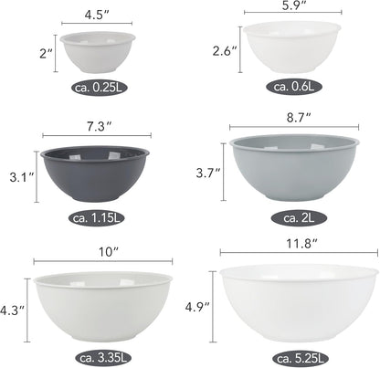 BPA Free Plastic round Mixing Bowl with Lids, 12 Pack Nesting Bowls with Lids Set, Microwave and Dishwasher Safe Prep & Serving Bowls Great for Mixing, Baking, Serving (White, 12Pcs)3