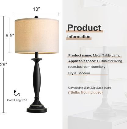 28" Modern Table Lamps Set of 2 for Living Room Bedroom, USB Ports4
