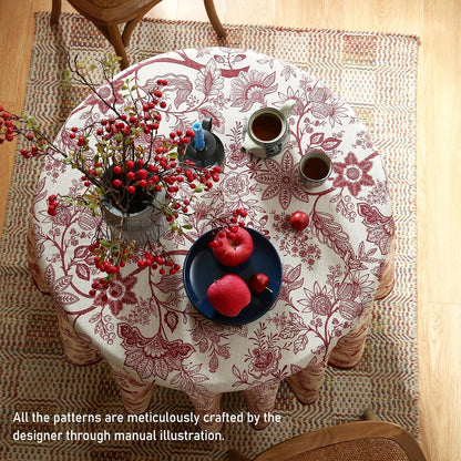 Designer French Linen round Tablecloth,Diameter 55"-Ruyi A6