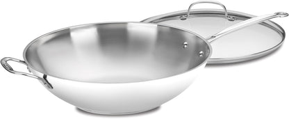 14-Inch Stir-Fry Pan, Helper Handle and Glass Cover, Chef'S Classic Stainless Steel, 726-38H1