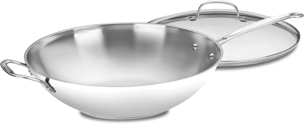 14-Inch Stir-Fry Pan, Helper Handle and Glass Cover, Chef'S Classic Stainless Steel, 726-38H1