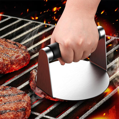 Smash Burger Press, Hamburger Smasher Tool for Griddle, Stainless Steel Ham Patty Press with Anti-Scald Handle, 5.5" Non Stick Grill Press for Smashburger, Bacon, Ground Beef, Meat, Sausage3