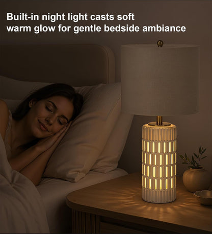 24" Boho Ceramic Table Lamps Set of 2 for Bedroom with Night Light5