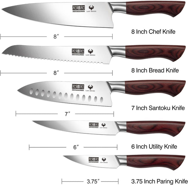 5PCS Japanese Kitchen Knife Set, Sharp Chef Knives & Wood Handle | Professional Ultra Sharp High-Carbon Stainless Steel Cooking Knife Set with Ergonomic Wood Handle, Elegant Box for Home Gift2