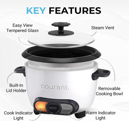 Large Rice Cooker, 30 Cup Cooked One-Touch Large Capacity Rice Cooker Family Removable Non-Stick Bowl, with Steamer Try, White3