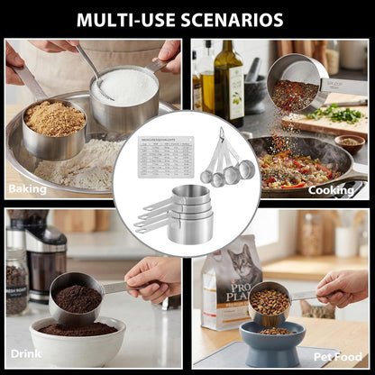 Measuring Cups Set, 18/8 Stainless Steel 8-Piece Metal Measuring Cups, Professional Measuring Cups for Home Kitchen Baking and Cooking.4