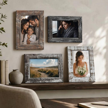 4X6 Picture Frames Set of 4, Vintage Rustic Style, HD Real Glass5