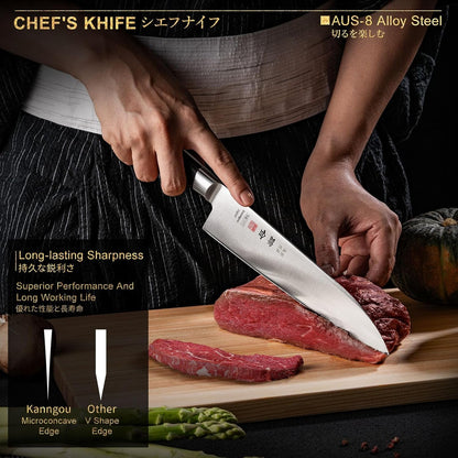 8.27 Inch Japanese Chef Knife Kitchen Knife, Japan AUS-8 Alloy Steel Gyuto Knife with Full-Tang Pakkawood Handle, Chef'S Knives with Premium Gift Box (Classic Series)8