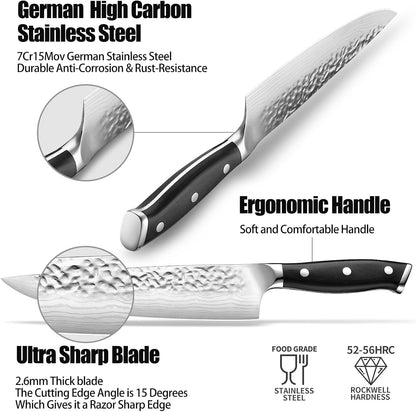 8" Chef Knife Japanese 7CR13 Steel - Triple-Rivet Black Pakkawood Handle with Extra Forging Process, Gifts for Women/Men, Birthday and Mom/Dad, Kitchen Gadgets with Premium Gift Box3