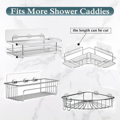 2 Pack Transparent Shower Caddy Adhesive for Replacement, No Drilling , Soap Holder, Bathroom Storage Shelves and Kitchen Racks6