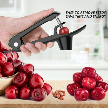 Cherry Pitter -  Stainless Steel Cherries Pitter Tool Cherries Corer Cherry Remover for Making Cherry Jam with Lock Design(Black)7
