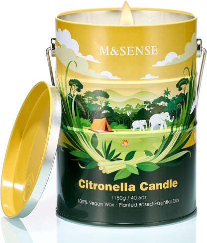 Citronella Candles Outdoor – 250 Hour Burn, 40.6Oz Large, Natural Non-Toxic Soy Wax, Outdoor & Indoor Use for Patio, Camping, Home1