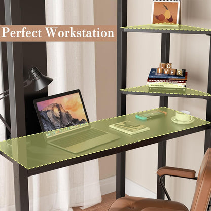 Full Size Loft Bed with Desk, 13" Guardrails, Noise-Free, Black4