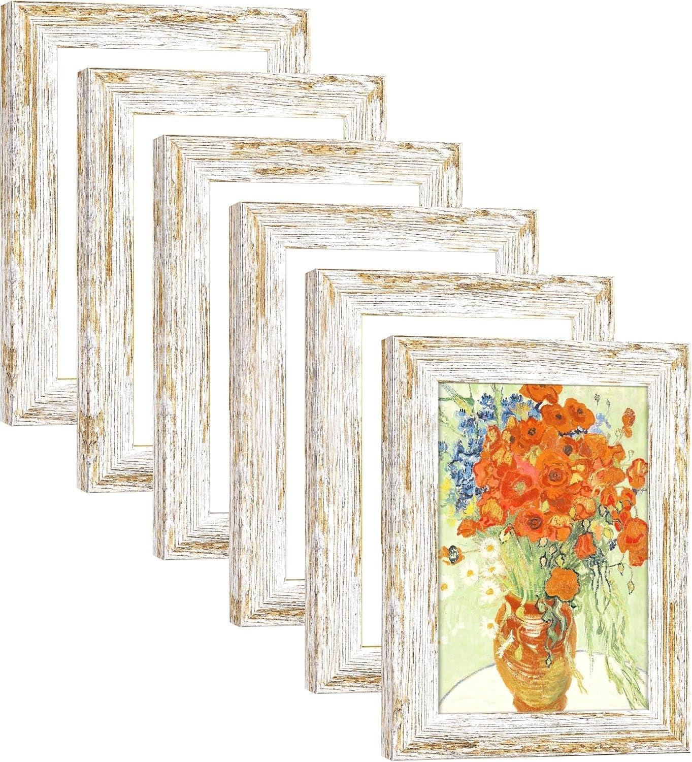 rustic-distressed-retro-style-white-photo-frame-4x6-picture-frame-set-of-6-with-real-glass-for-pictures-4x6-without-mat-wall-gallery-or-tabletop-display