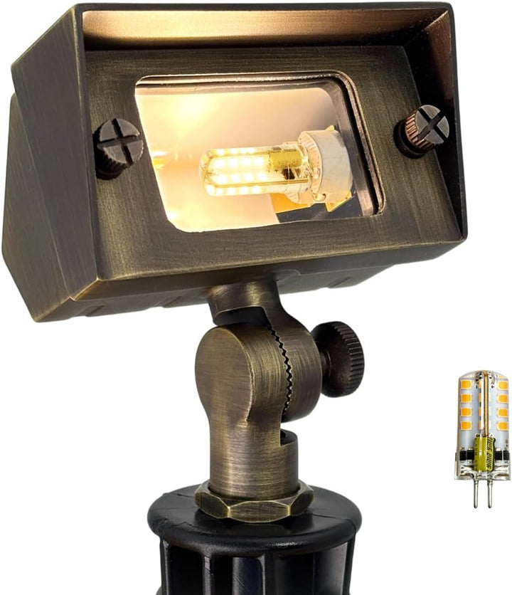 Brass Rectangular Flood Lights (Bronze) 1 Pack with 3W LED G4 Bulb