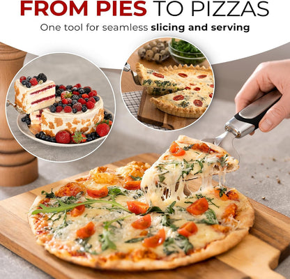 Pie Server, Essential Kitchen Tool, Serrated on Both Sides, Great for Right or Left Handed Chef, Stainless Steel Flatware, Cake Cutter, Black3