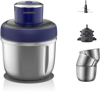 JD-376B Electric Food Processor,Meat Grinder with Garlic Peeler,Vegetable Fruit Chopper with 3 Stainless Steel Bowls,Blue1