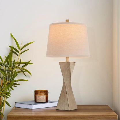Bedside Lamps Set of 2 Unique Modern Vintage Table Lamp Rustic Farmhouse Desk Lamps for Living Room End Tables Bulb Not Included, Linen Shade, 26.5 In,Grey4
