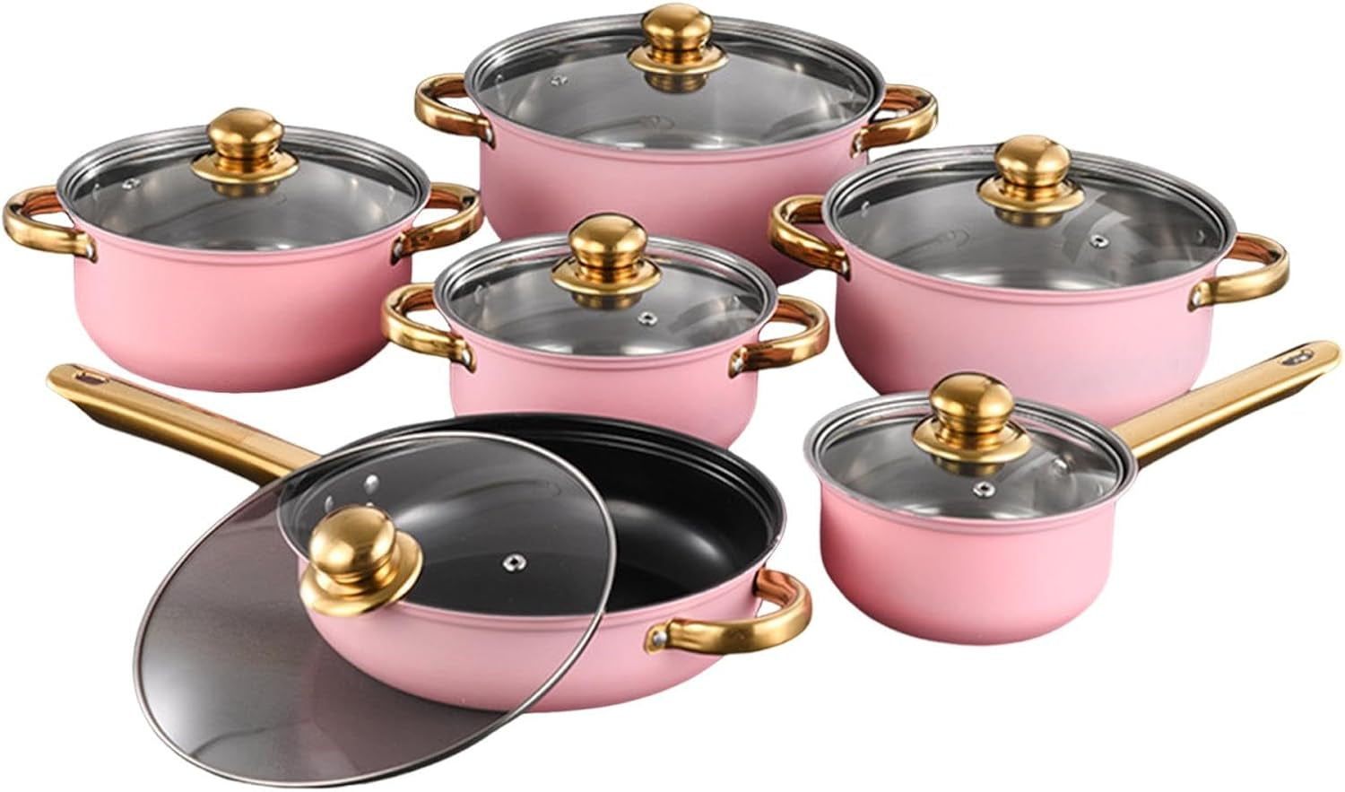 6-pieces-pots-and-pans-nonstick-cookware-set-stainless-steel-milk-saucepan-frying-pan-kitchen-utensils-glass-lids-wear-resistant-comfortable-handles-s-pink