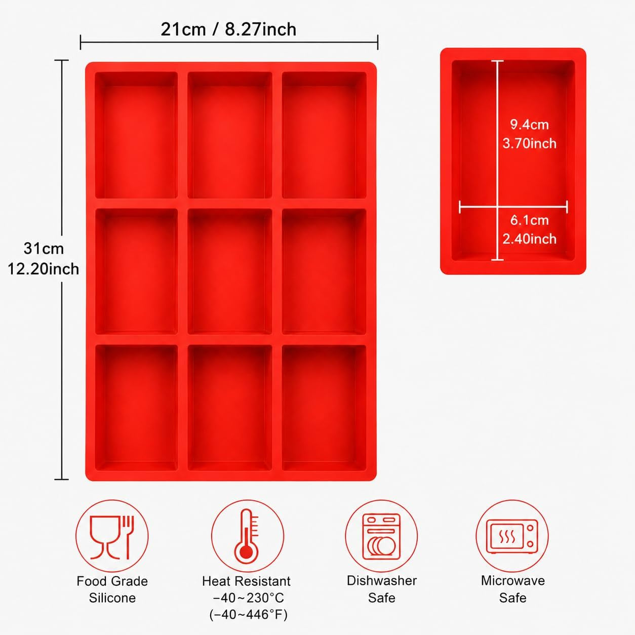 mini-loaf-pans-silicone-8-cavity-nonstick-mini-bread-loaf-pan-for-baking-cornbread-brownies-cheesecake-chocolate-small-loaves-oven-safe-reusable-bakeware-red-1-pack