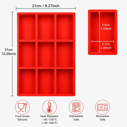 Mini Loaf Pans Silicone, 8-Cavity Nonstick Mini Bread Loaf Pan for Baking Cornbread, Brownies, Cheesecake, Chocolate, Small Loaves, Oven Safe Reusable Bakeware (Red, 1 Pack)2