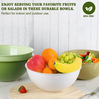 4-Piece Plastic Mixing Bowl Set, 113Oz Lightweight Serving Bowls, Large Salad Bowls for Baking,Prepping, Cooking and Serving Food, Dishwasher & Microwave Safe3