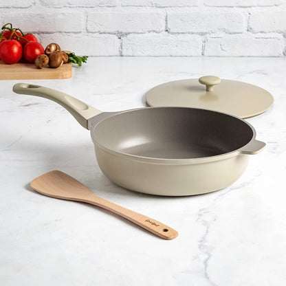 All-In-One Pan, Multilayer Nonstick Cookware Set, High-Performance Construction, Multipurpose Design Replaces Multiple Pots and Pans, Dishwasher Safe, 11-Inch, 4.4-Quart Capacity, Linen9