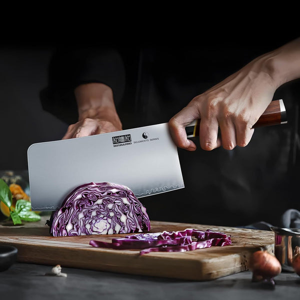 Brisket Slicing Knife 12 Inch & Cleaver Knife 7 Inch, Razor Sharp Japanese High Carbon Steel Meat Cleaver, Professional Curved Carving Knives for Meat, BBQ7