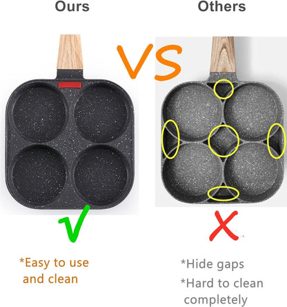 4-Cup Egg Pan Nonstick, and Granite Egg Frying Pan, Versatile Breakfast Skillet for Eggs, Pancakes, Plett, Crepes, Compatible with Gas Stove and Induction Cooktop6