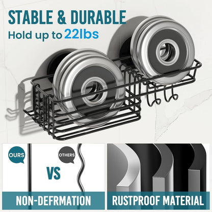 Shower Caddy Suction Cup with Hooks and Soap Holder, Black3