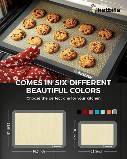 Silicone Baking Mat Set of 3 Grey | 2 Half Sheets Mats + 1 Quarter Baking Sheet, Reusable & Nonstick Bakeware Mats for Cookies, Macarons, Bread6