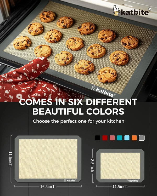 Silicone Baking Mat Set of 3 Grey | 2 Half Sheets Mats + 1 Quarter Baking Sheet, Reusable & Nonstick Bakeware Mats for Cookies, Macarons, Bread6
