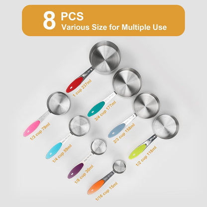Stainless Steel 8 Piece Dry Measuring Cups Set Metal Baking Cooking2
