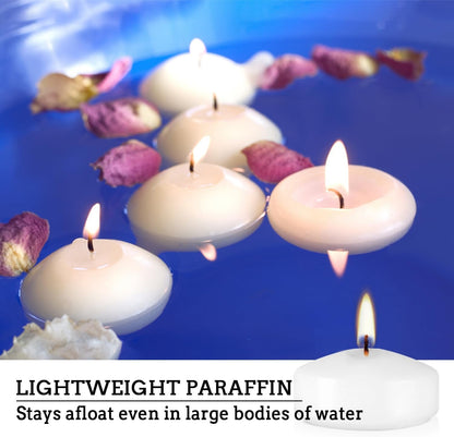 50 Floating Candles, Smoke-Free and Odorless, Burning Continuously for 5-6 Hours, White, 2-Inch Floating Candles, Suitable for Valentine'S Day, Weddings, Holidays, Home Decoration……4